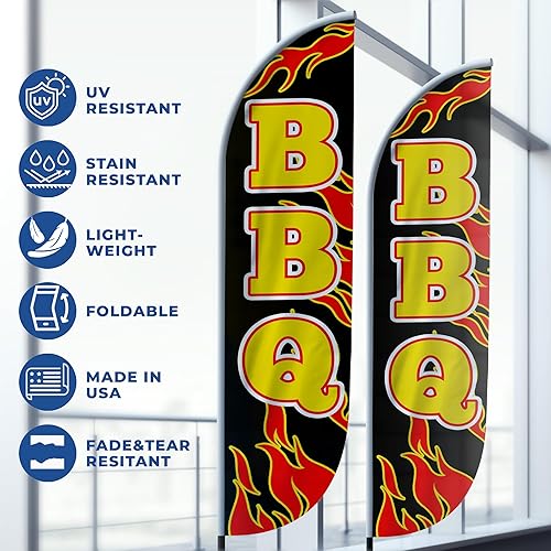 Miniatura 3 de DreamController - Bandera de 1 pluma para barbacoa (11.5 pies x 2.5 pies)  Bandera alta para publicidad de negocios al aire libre  Bandera de