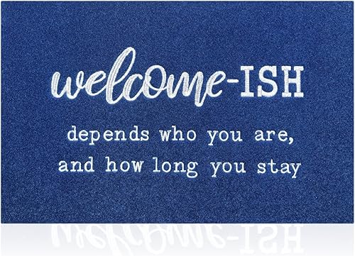 Miniatura 16 de JJUUYOU Tapetes de bienvenida para puerta delantera/interiores, felpudos exteriores de bajo perfil, parte trasera de goma antideslizante para piso