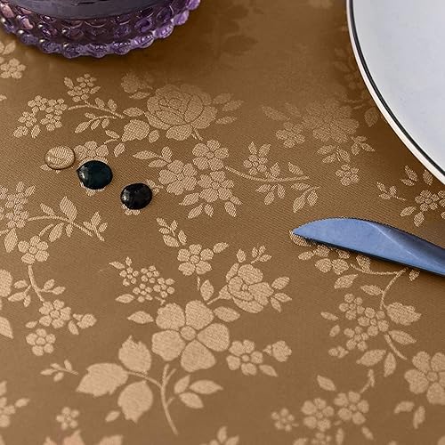 Miniatura 6 de Mantel de vinilo impermeable, mantel redondo de plástico pesado, mantel de vinilo lavable a prueba de derrames, a prueba de aceite, para cocina y