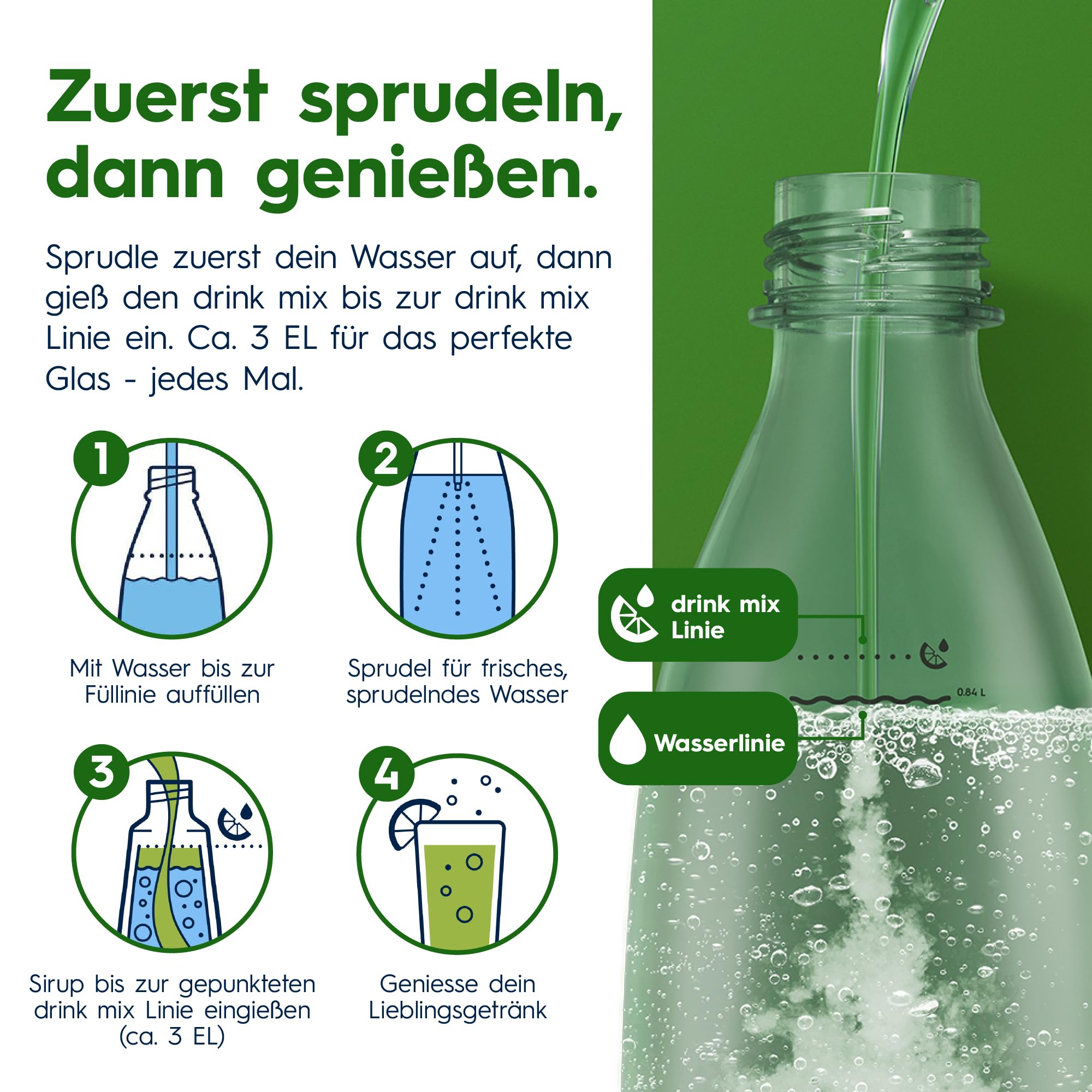 SodaStream drink mix 7UP Zero Zucker, 4er-Pack Zitrone-Limette Sirup für Wassersprudler, Getränkesirup zuckerfrei und koffeinfrei, 4 x 440 ml