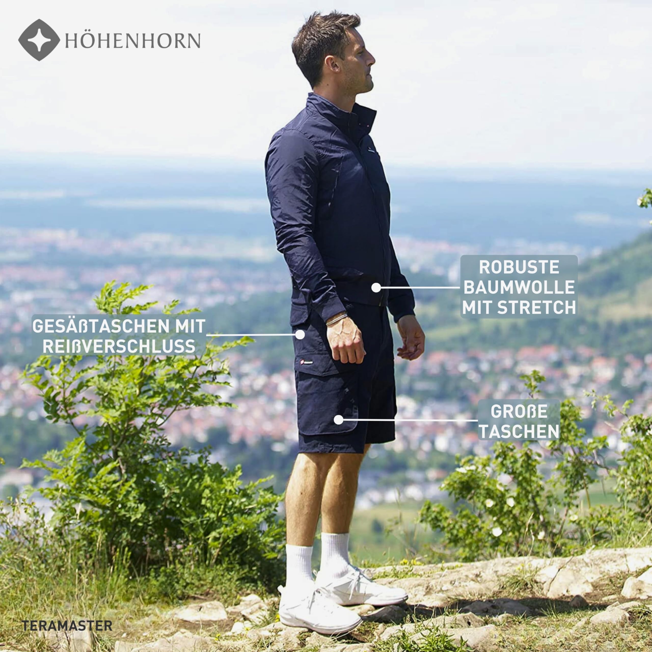 Höhenhorn Teramaster - Pantalones cortos de trabajo para hombre, con cremallera