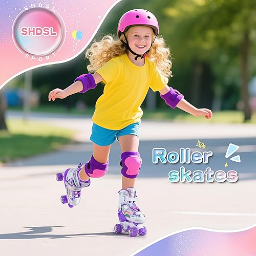 Miniatura 6 de Patines de ruedas para niñas para niños principiantes 4 tamaños ajustables, patines de ruedas iluminados con 8 ruedas para niñas, patines de ruedas