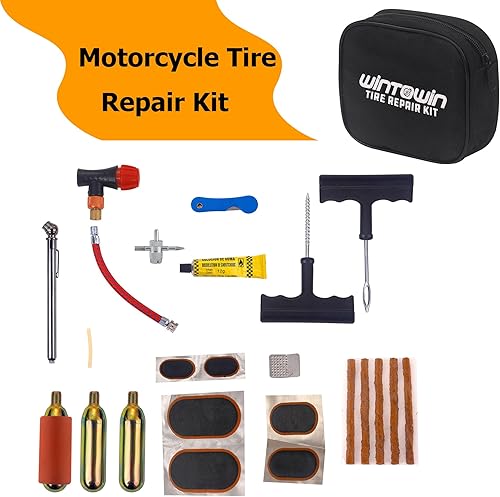 Miniatura 6 de Kit de reparación de neumáticos de CO2, inflador de neumáticos de motocicleta, kit de reparación de neumáticos planos para reparación de tubos y