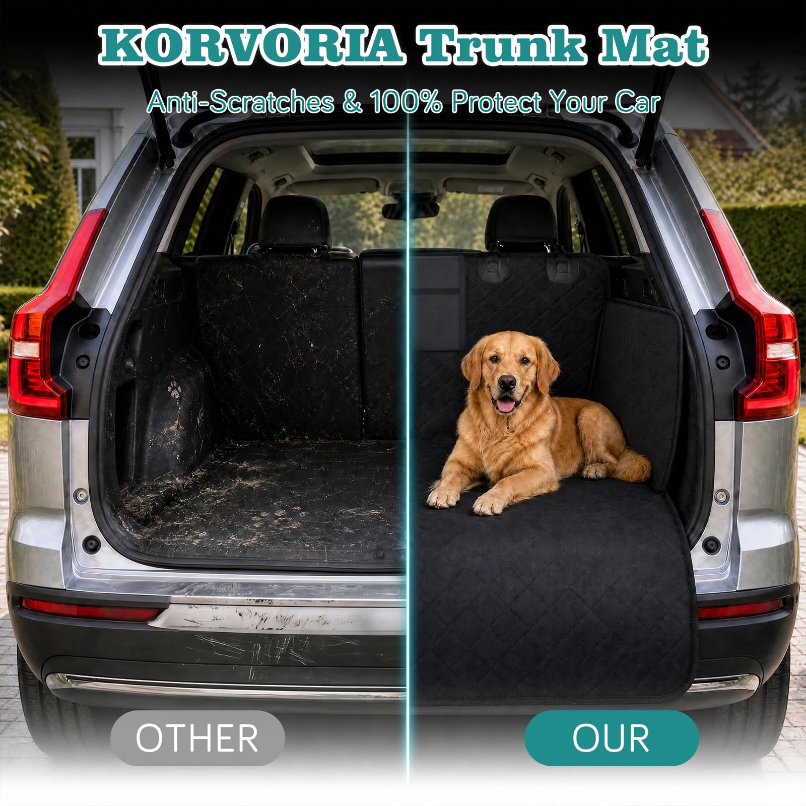 Protector Maletero Coche Perros, Funda Maletero Coche Perros Impermeable y Antideslizante, Cubre Maletero con Protector de Parachoques, Manta Perro Coche Maletero SUV Universal (185x105 cm)