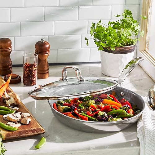 Vista 5 de HENCKELS Clad H3 - Sartén antiadherente de cerámica de inducción de 10 pulgadas con tapa, acero inoxidable, duradera y fácil de limpiar