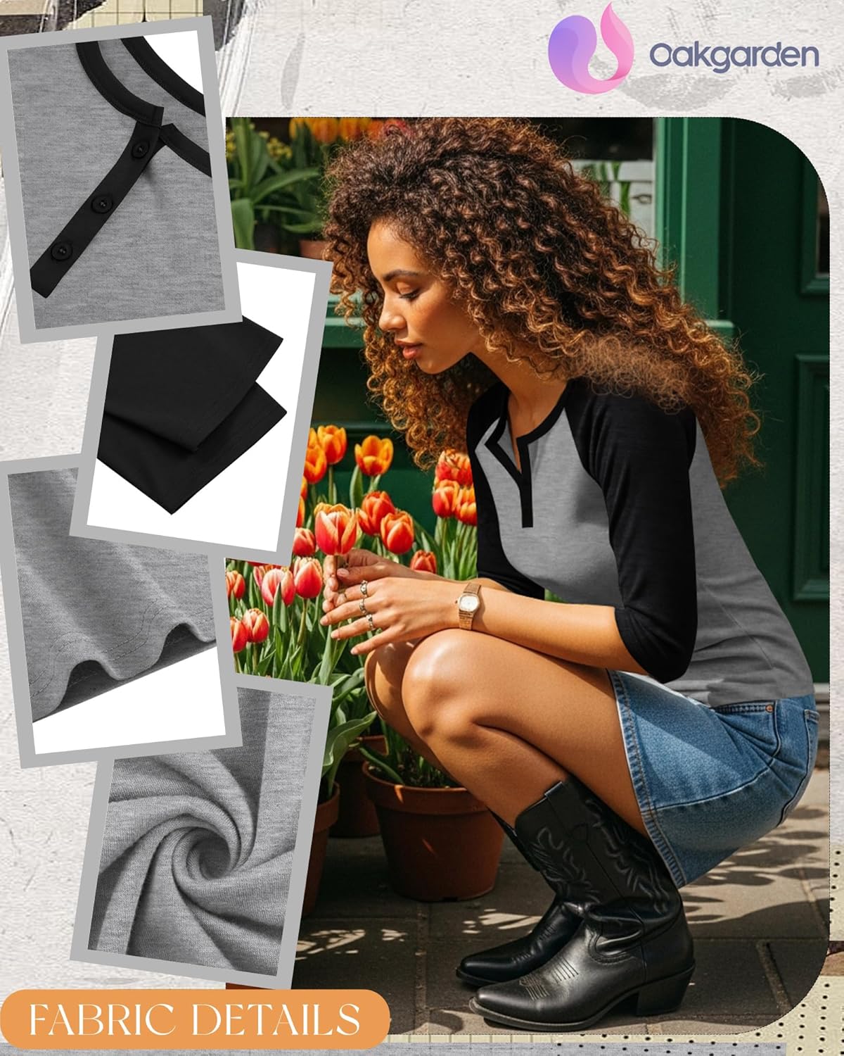 3 Pack Womens 3/4 Raglan Sleeve Shirts V Neck Baseball Tee Color Block Tops Tunic Blouses Button Henley T Shirts - Image 5