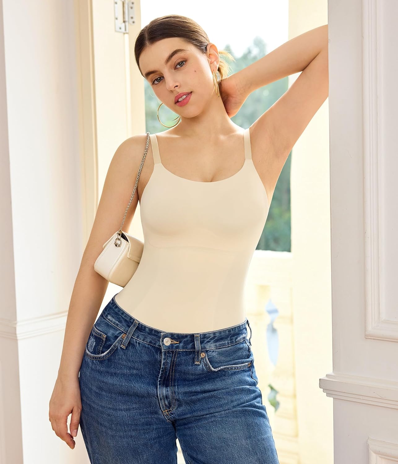 LODAY Compression Tank Tops Women Shapewear Tummy Control Body Shaper Scoop Neck Camisole Tops - Image 2