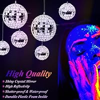 Vista 4 de 24 piezas de bola de discoteca de espejo para colgar, decoración de bola de discoteca de cristal, decoraciones de fiesta de discoteca plateada