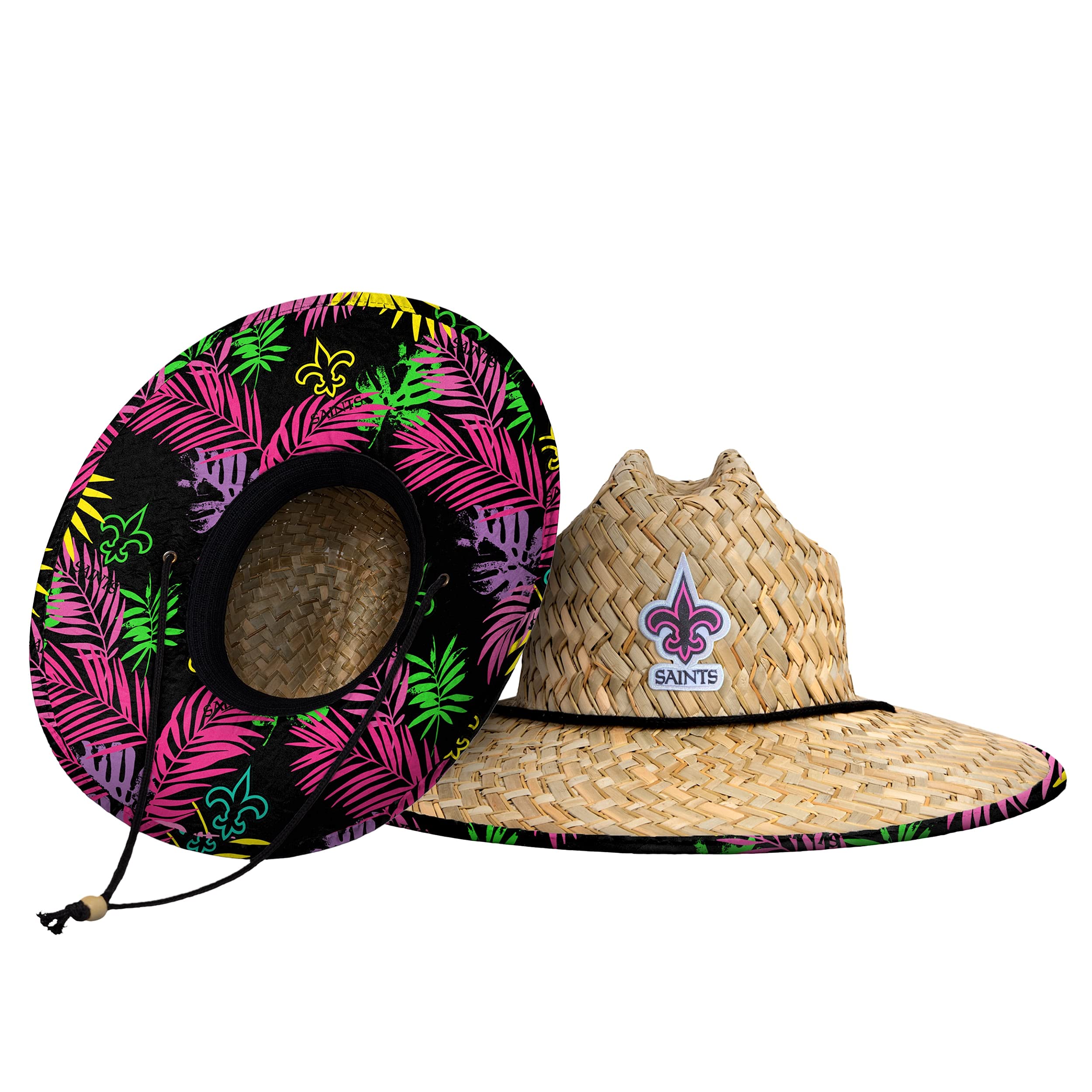 FOCO Men's NCAA College Team Logo Floral Straw Sun Hat