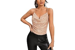 Women's Shimmering Sequin Cami Crop Top: A Sprinkle of Sparkle for Every Occasion