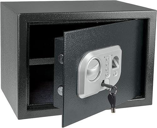 Miniatura 6 de Stalwart - Caja de seguridad electrónica biométrica digital con 2 llaves de anulación, para negocios o hogar, para joyas, dinero en efectivo y más