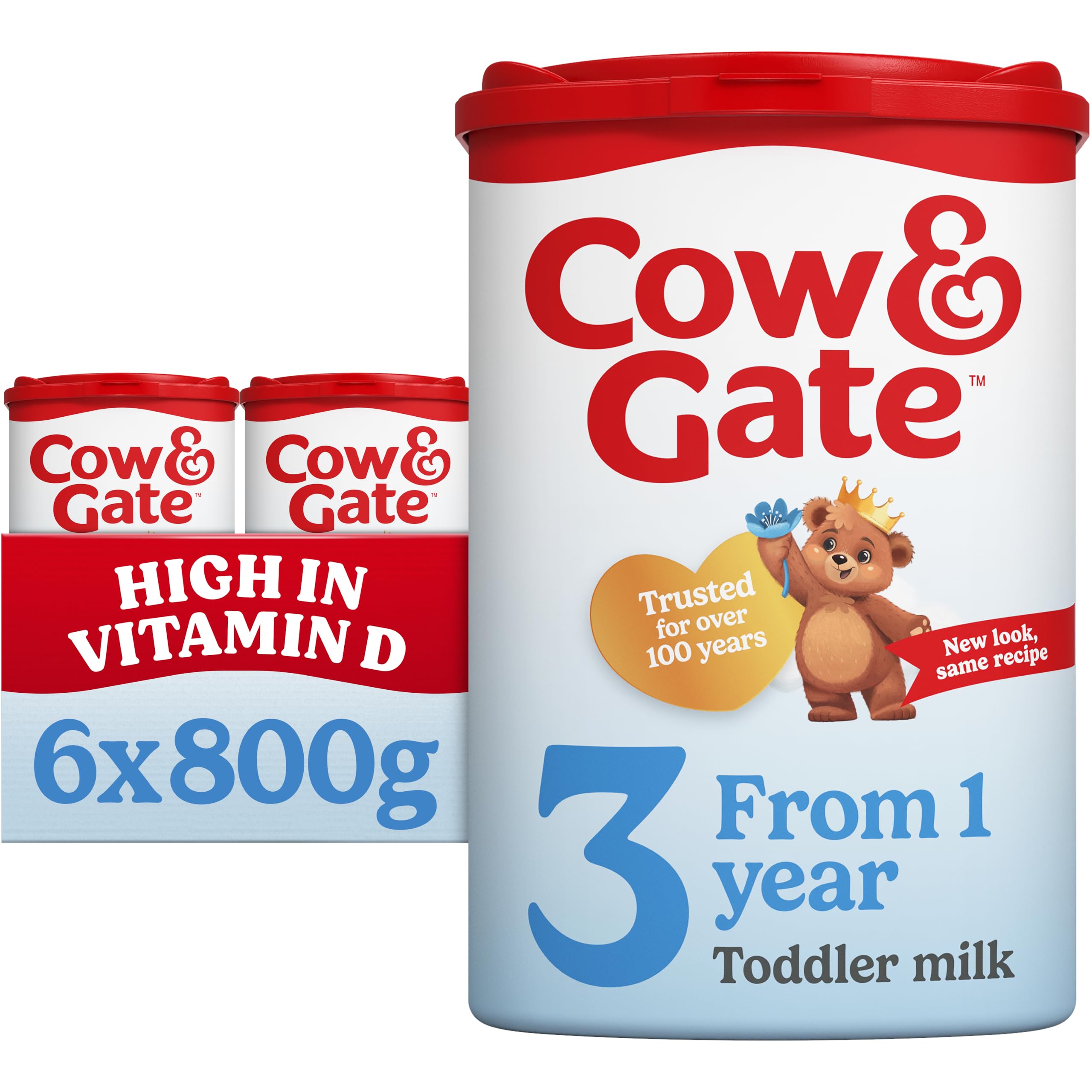 Cow & Gate 3 Toddler Baby Milk Powder Formula, 1-2 Years, 800 g (Pack of 6)
