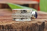 Vista 5 de Amethyst Spinner Ring Anxiety Silver Spinner Ring Fidget Spinner Ring For Women Handmade Spinner Ring Sterling Silver 925