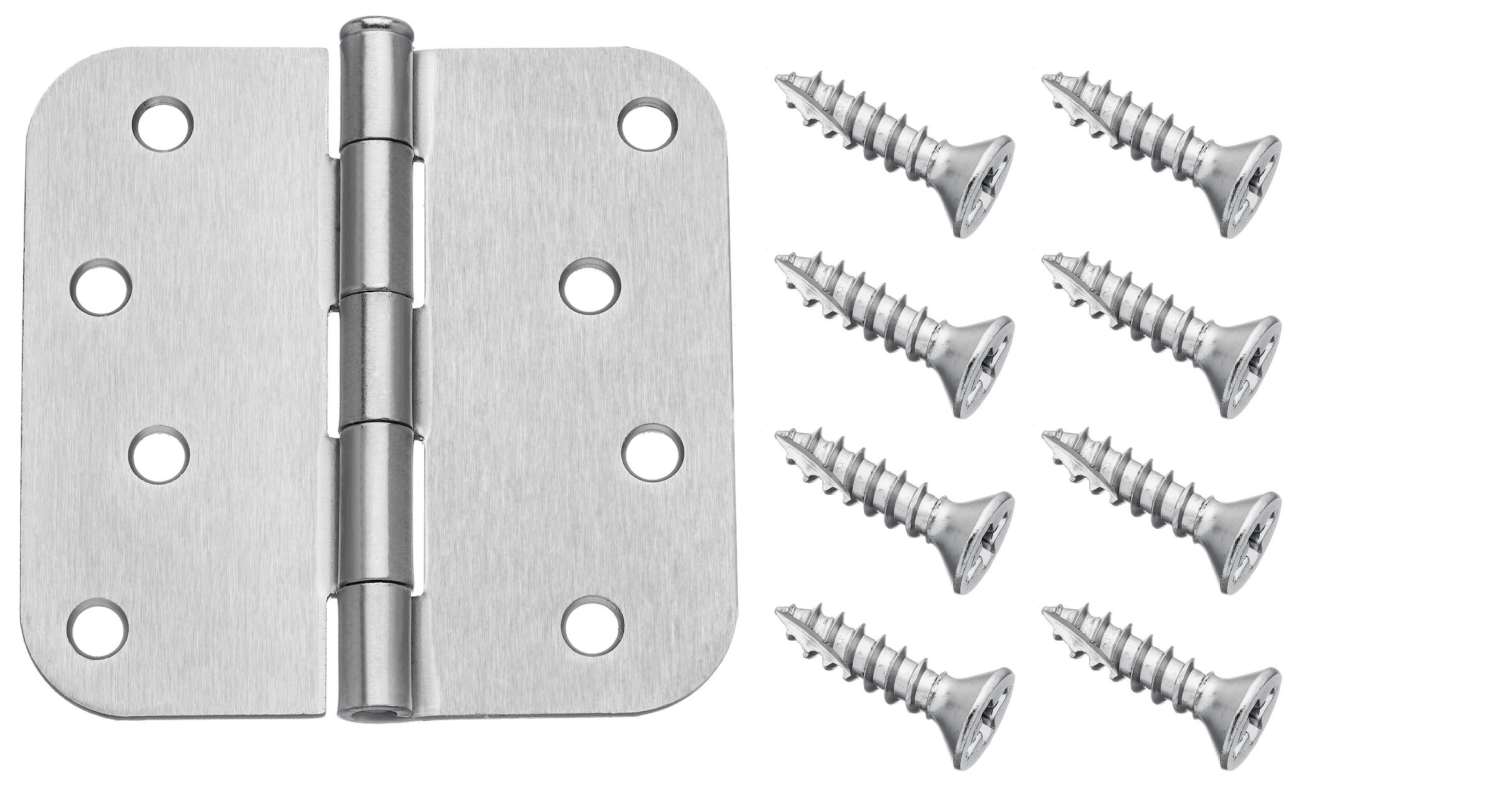 Dynasty Hardware 10,2 cm Tür Scharnier 5/20,3 cm Radius Ecke, Satin Nickel, 8er Pack