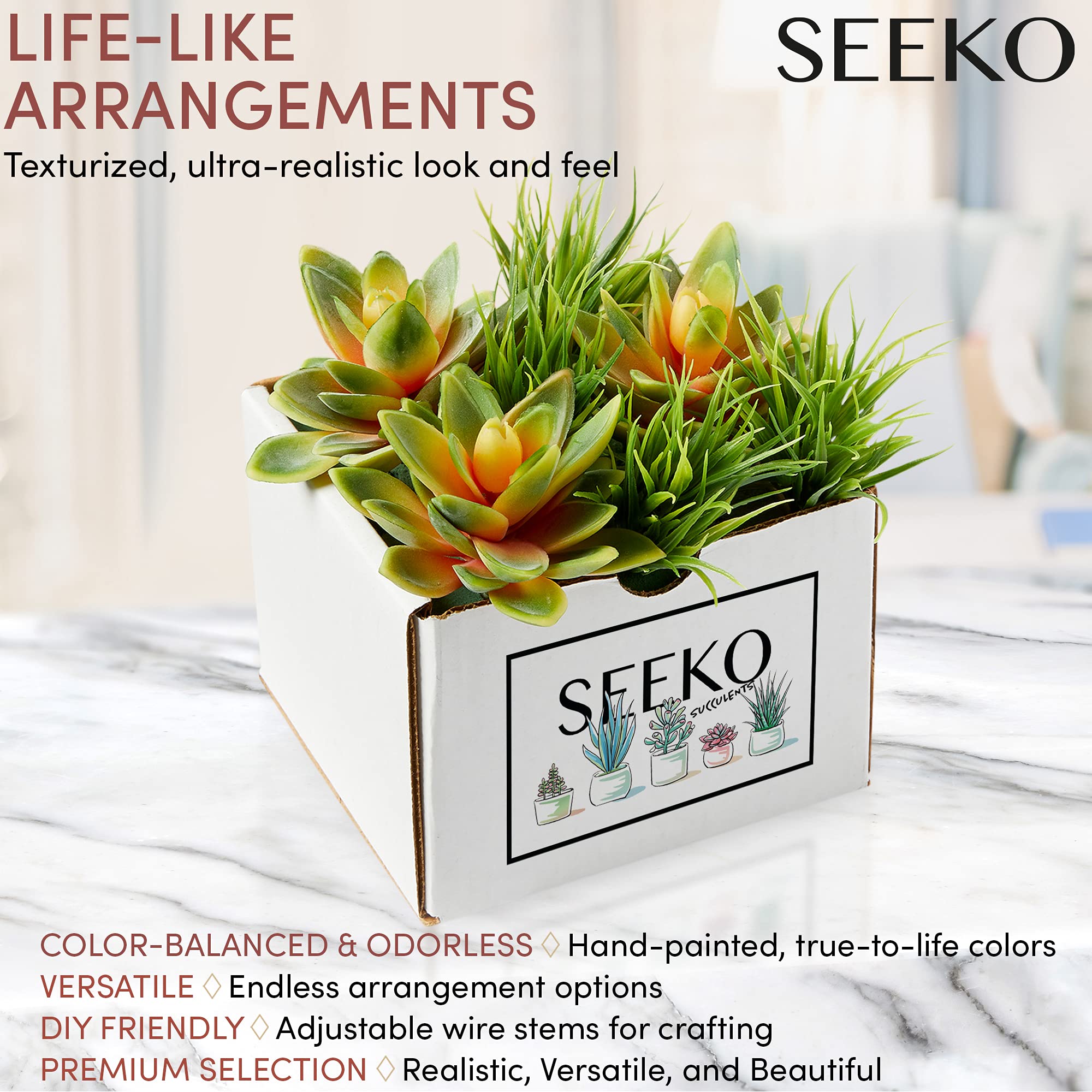 フェイク　多肉植物 Amazon.co.jp: SEEKO 多肉植物 - プレミアムフェイク多肉植物パック