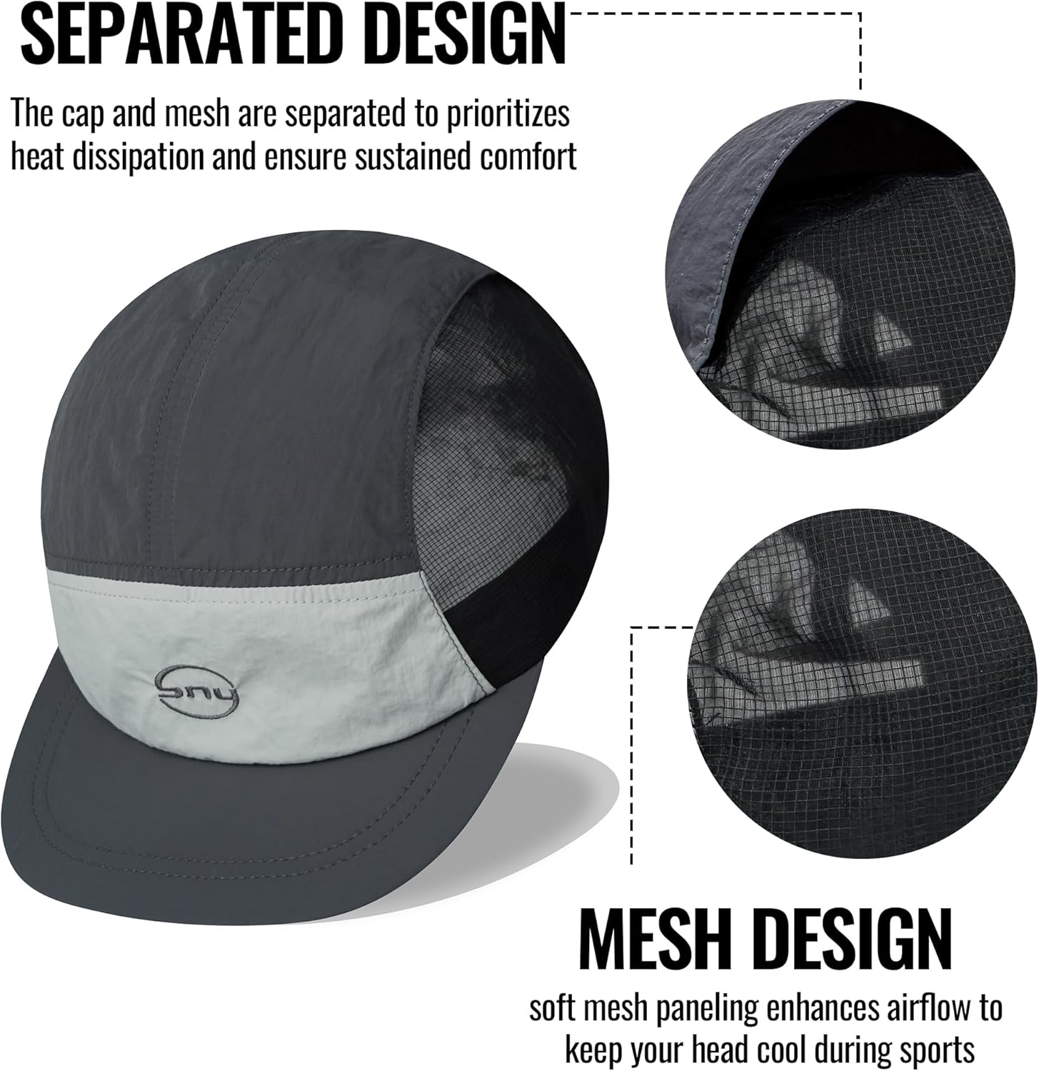 Croogo 5 Panel Quick Drying Baseball Cap Sun Hat Sport Lightweight Breathable Hat Solid Color Outdoor Hat - Image 7