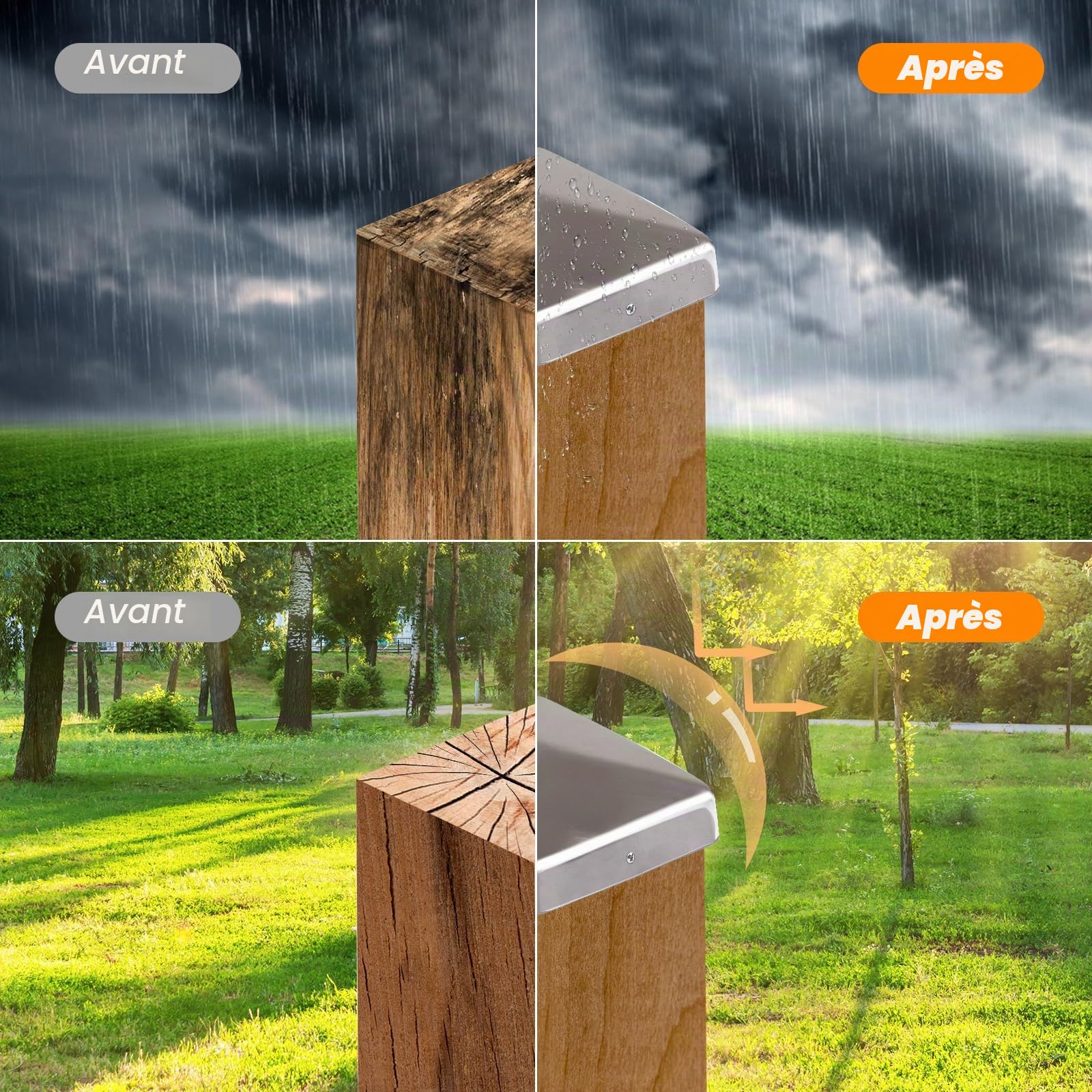 10 Pièces Chapeaux poteau acier galvanisé 7x7 cm, forme pyramidale métal – résistant intempéries & UV, anti-pluie – vis incluses – pour poteaux bois & clôtures – parfait jardin, carport, terrasse