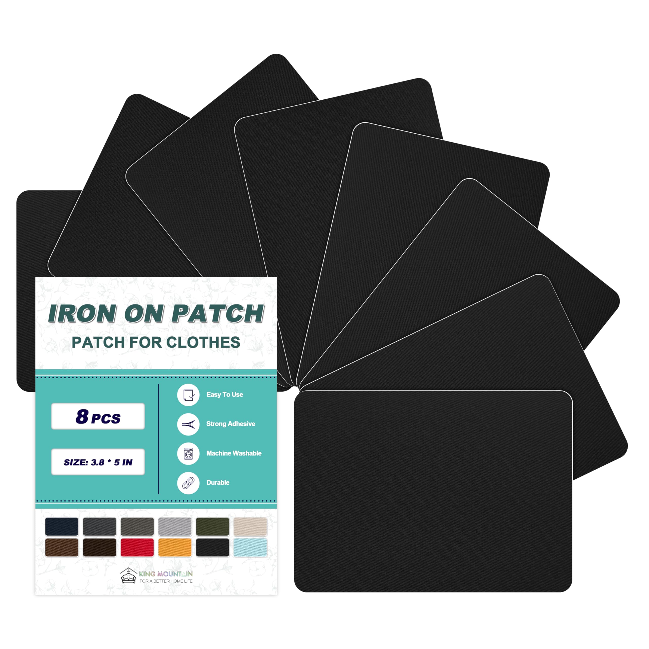Iron on Patches for Clothes, 8 Pieces Patches for Cloth, 100% Cotton Fabric Patches for Clothing, Bag, Hat Repair, Clothing Repair Decorating Kit 3.7"