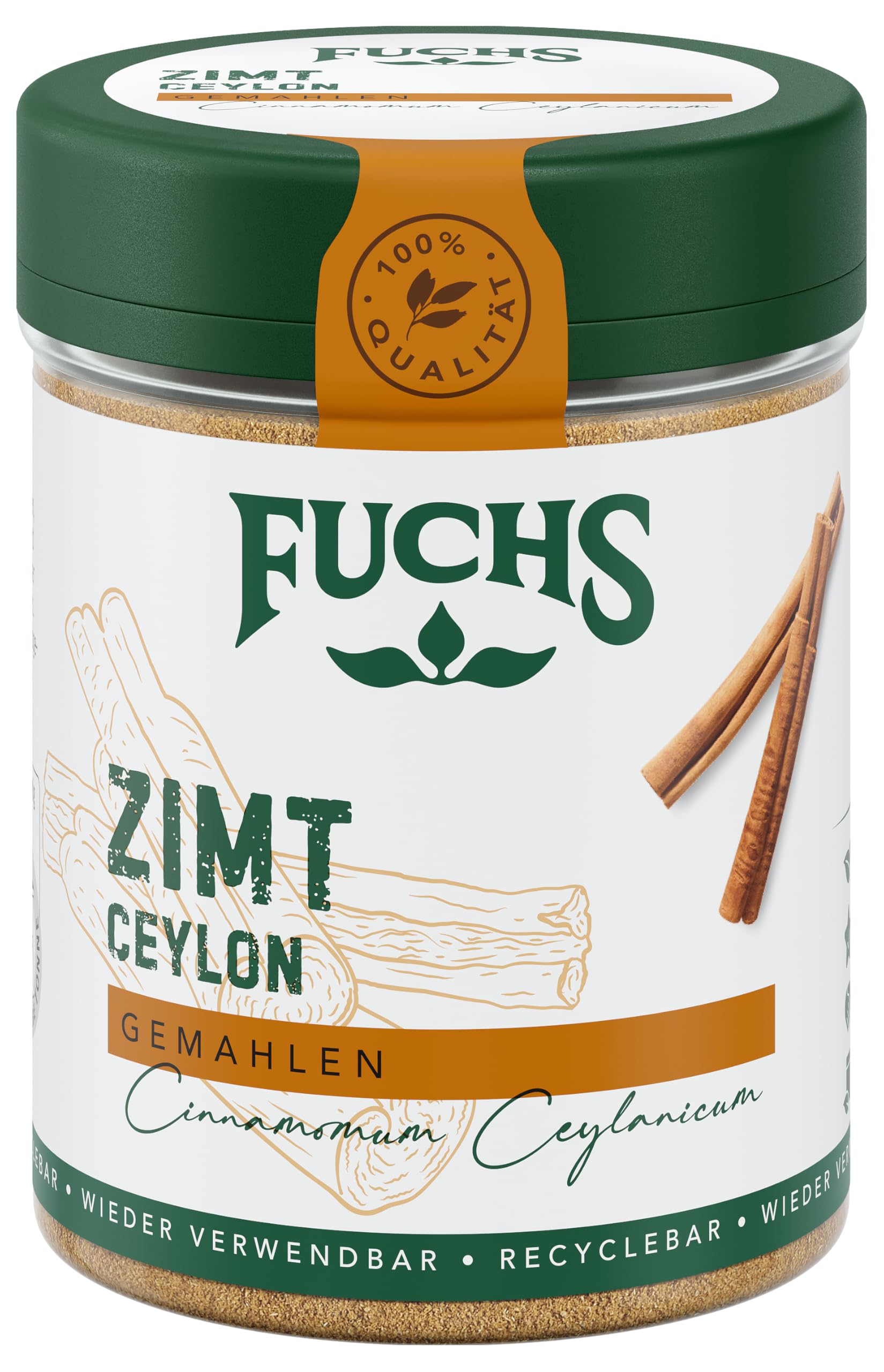 Fuchs Gewürze - Zimt Ceylon gemahlen | Aus natürlichen Zutaten | 30 g in wiederverwendbarer, recyclebarer Streudose