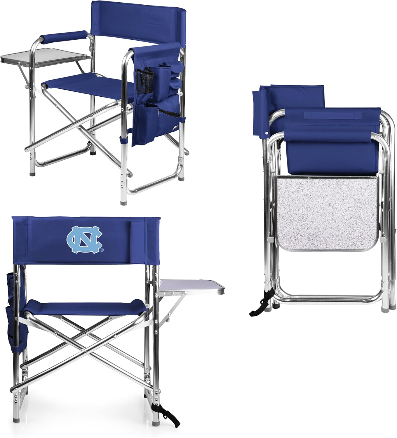 PICNIC TIME NCAA North Carolina Tar Heels Sports Chair with Side Table - Beach Chair - Camp Chair for Adults