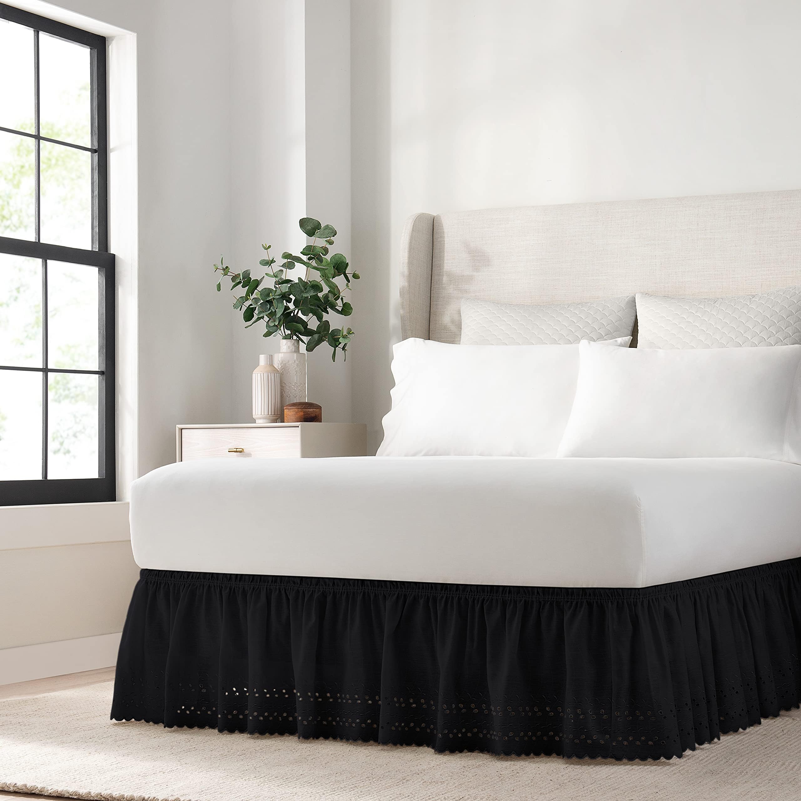 Easy FIT Eyelet Elastic Wrap Around Bed Skirt, Easy On/Off