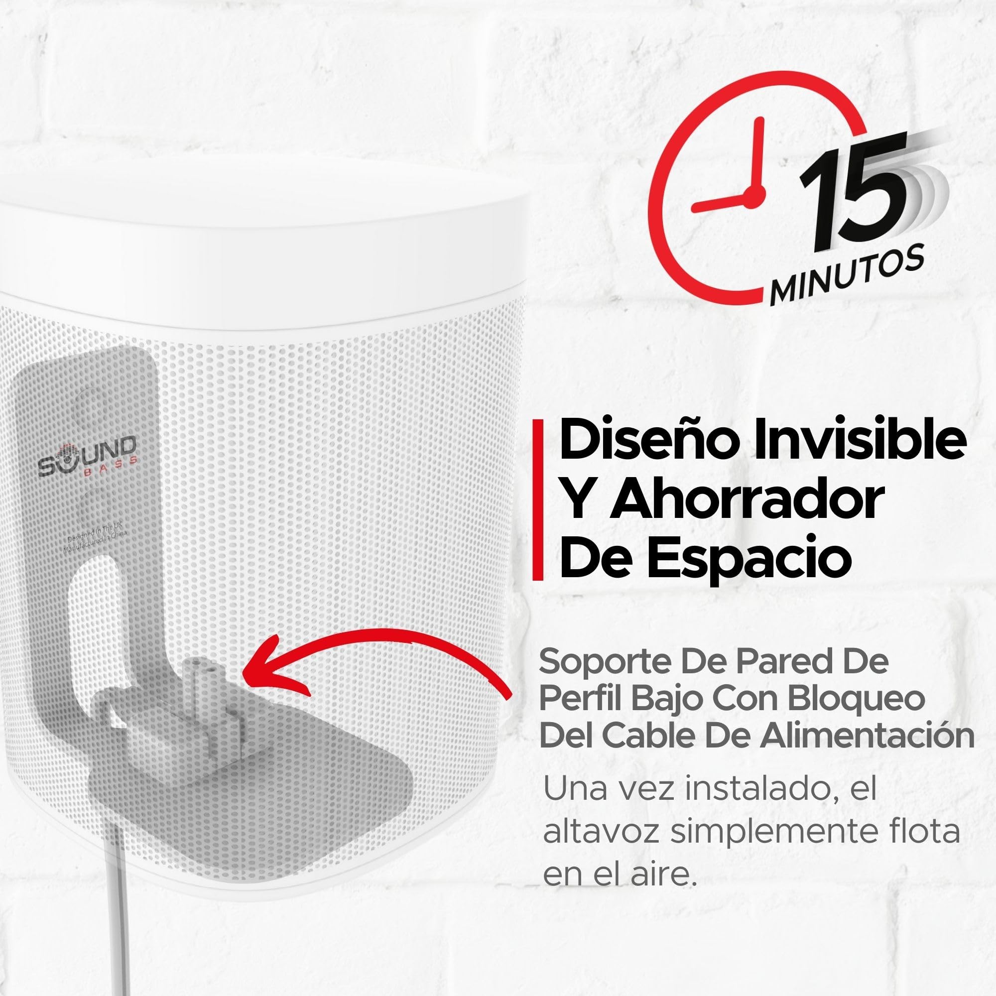 Sound bass One, Gen 2, SL & Play:1 Soporte de Montaje en Pared, Blanco, Compatible con Sonos One, Gen2, One SL & PLAY1 Speaker, Posición Fija