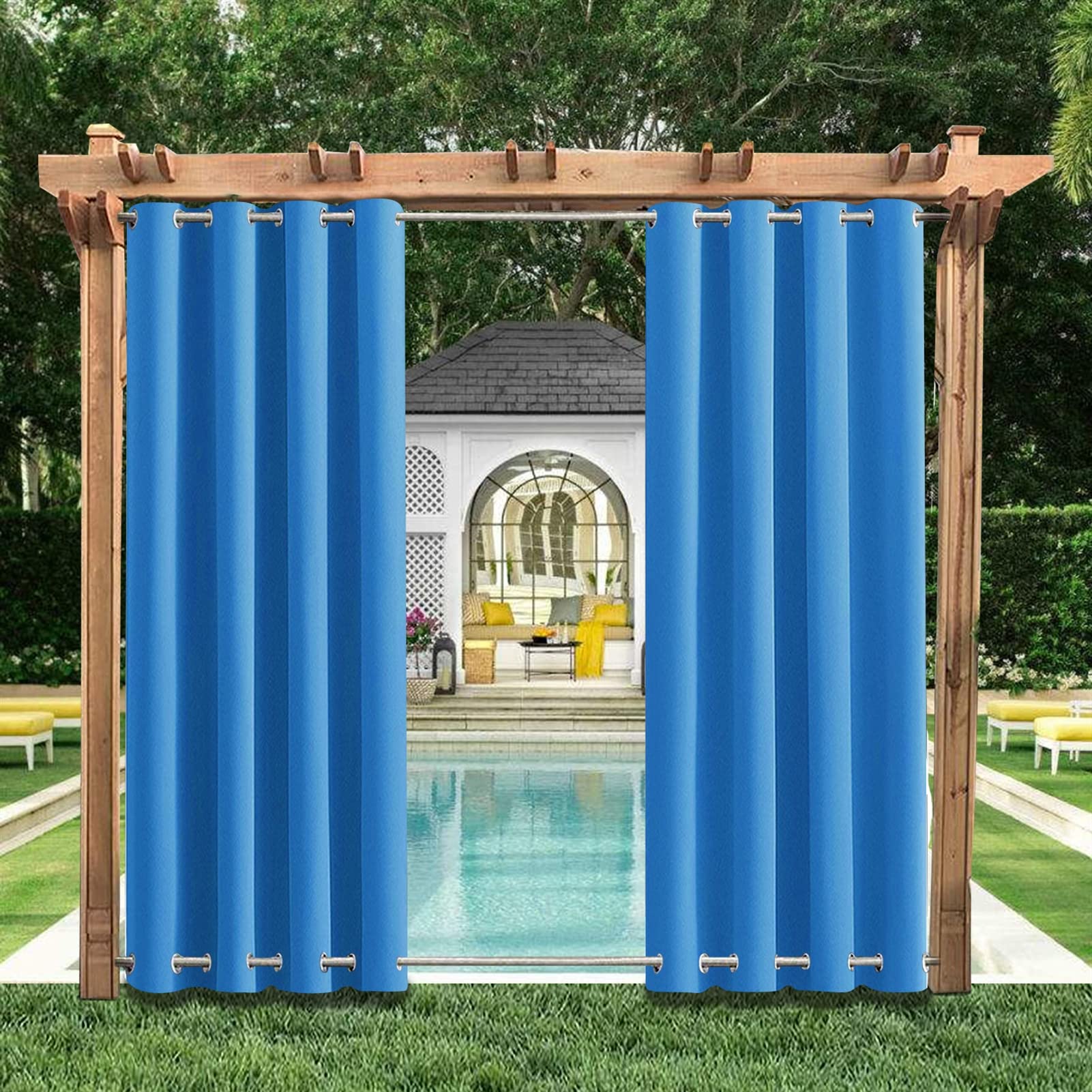 Wodoodporna osłona przeciwsłoneczna blokująca promieniowanie UV, do ogrodu, balkonu i pawilonu, 2 sztuki, niebieska, 132 x 274 cm, idealna ochrona prywatności na patio i dziedziniec.