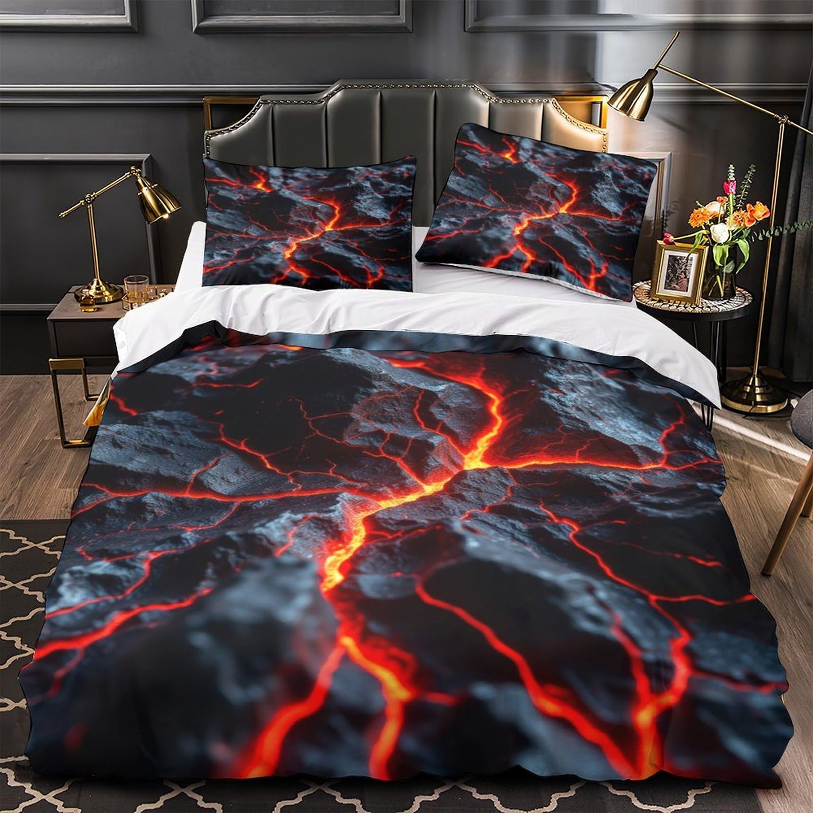 Parure de lit éruption volcanique 3D 135x200cm pour garçons