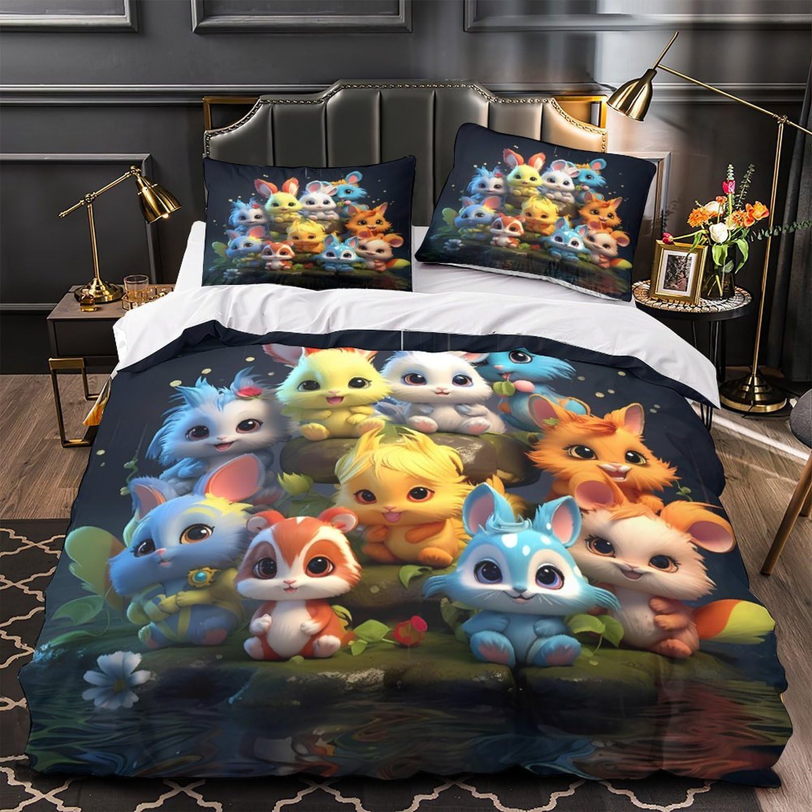 Parure de lit housse de couette 3D confortable microfibre 140x200cm