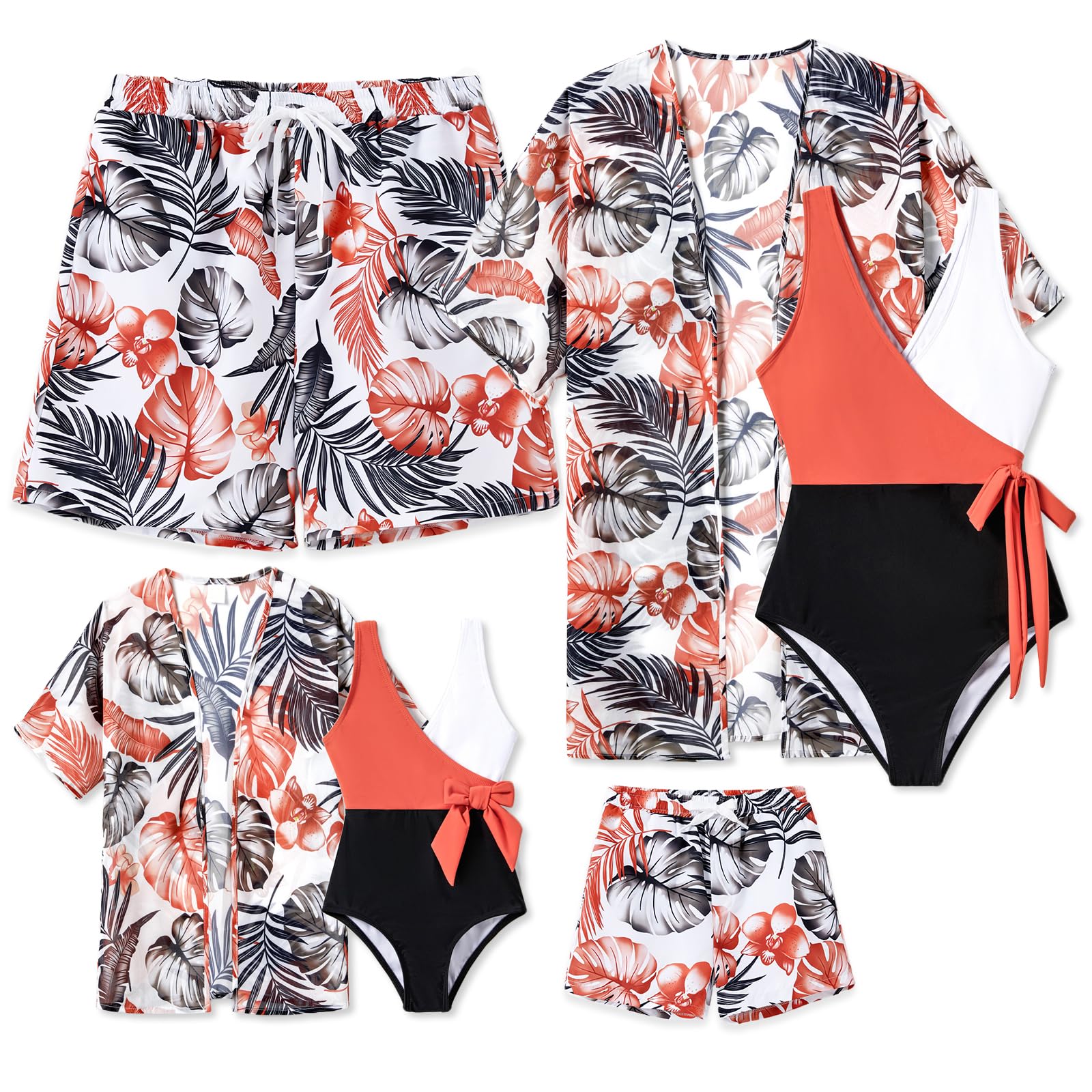 IFFEI Mommy and Me Swimsuits Family Matching Bathing Suits with Cover Up
