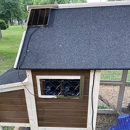 Miniatura 6 de Kit de ventilador solar, ventilador solar de invernadero de cobertizo, panel solar de 10 W y 2 ventiladores sin escobillas de CC de alta velocidad