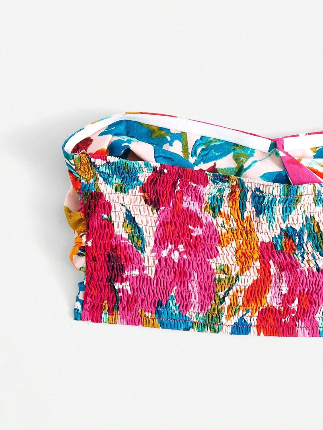 SOLY HUX Women's Boho 2 Piece Outfits Floral Print Colorful Tube Top and Ruffle Hem Maxi Skirt Set - Image 4