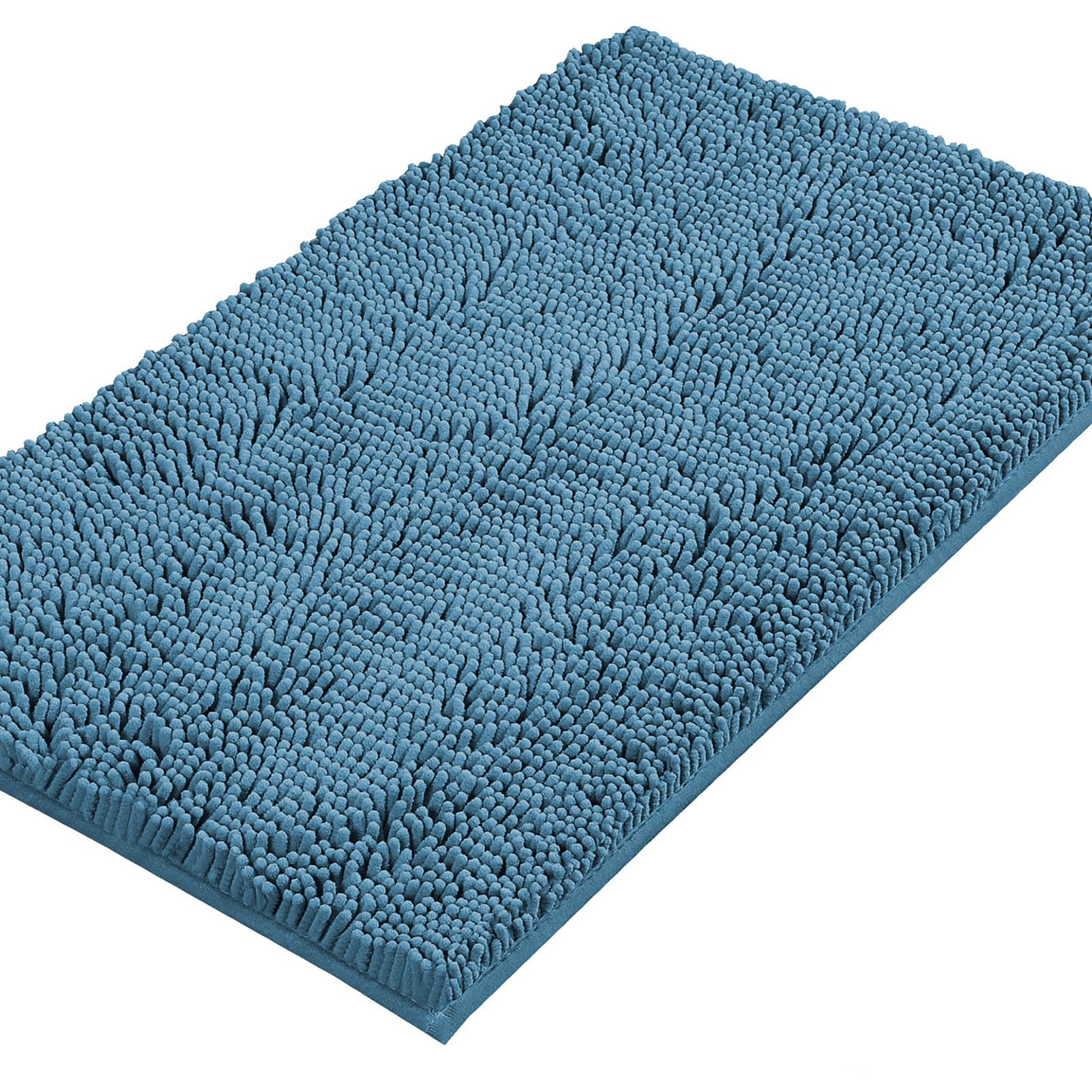 Tapis de bain en chenille bleu de haute densité lavable en machine