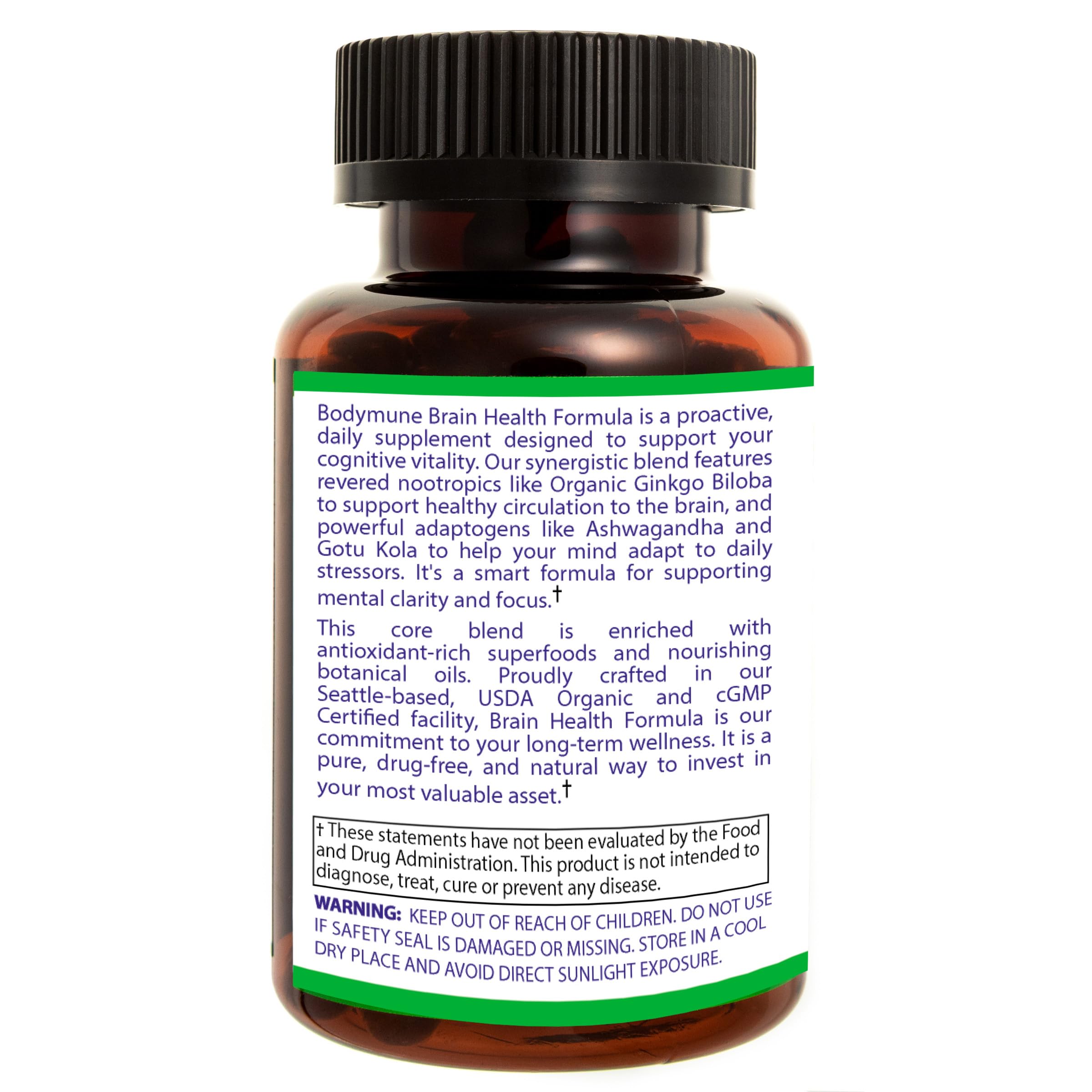 Bodymune Brain Health Formula Organic Nootropic & Memory Support Supplement — Amazon image 4