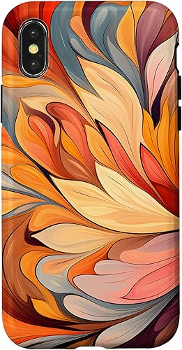 Miniatura 7 de iPhone 12 Pro Max Remolinos florales abstractos  Funda de colores cálidos de otoño