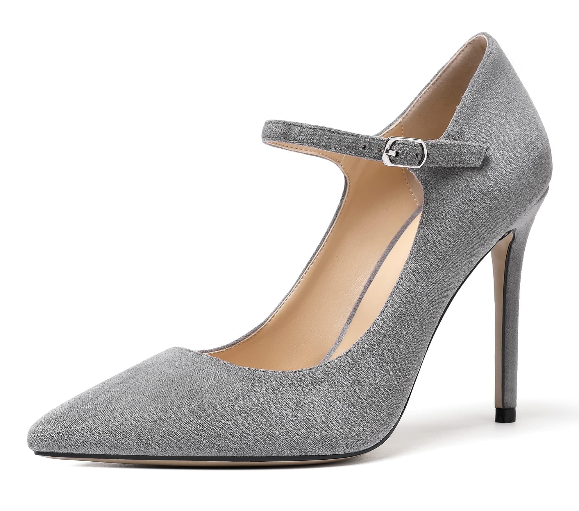 SAMMITOP Women's Pointed Toe Mary Jane Pumps High Heel Shoe with Ankle Strap