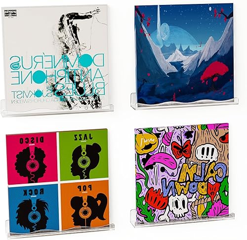 Fixwal Estantes flotantes de acrílico transparente para pared, estante de disco de vinilo, juego de 4, soporte para discos de acrílico transparente disponible en Yaxa Peru