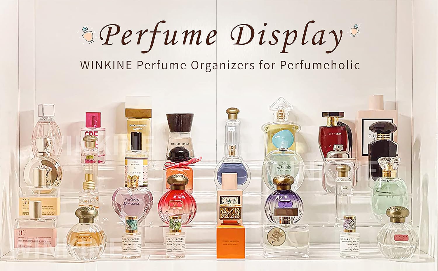 WINKINE Acrylic Riser Display Shelf, Display Riser Compatible with Funko POP Figures, 4 Tier Perfume Organizer, Tiered Display Stand Risers for Display, Acrylic Display for Decoration and Organizer
