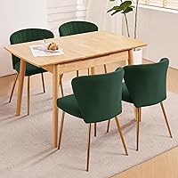 Vista 9 de Velvet Dining Chairs Set of 2, Modern Upholstered Vanity Chairs with Golden Metal Legs for Dining Room Kitchen Vanity Patio (Green)