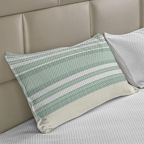 Miniatura 3 de Lunarable Funda de almohada de punto con flores, patrón de rayas verticales con aplicación floral, naturaleza abstracta, funda de almohada estándar