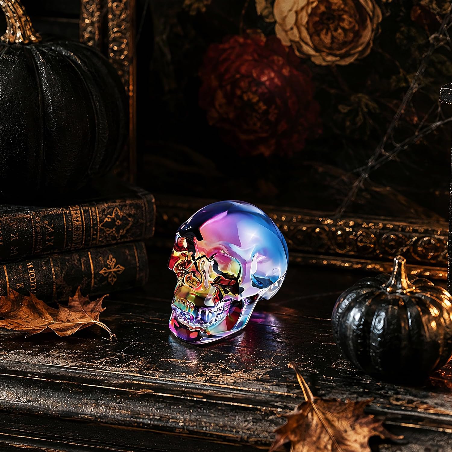 Crystal Skull Figurine Multi-color Glass Skull Statue Halloween Decor Gift image 5