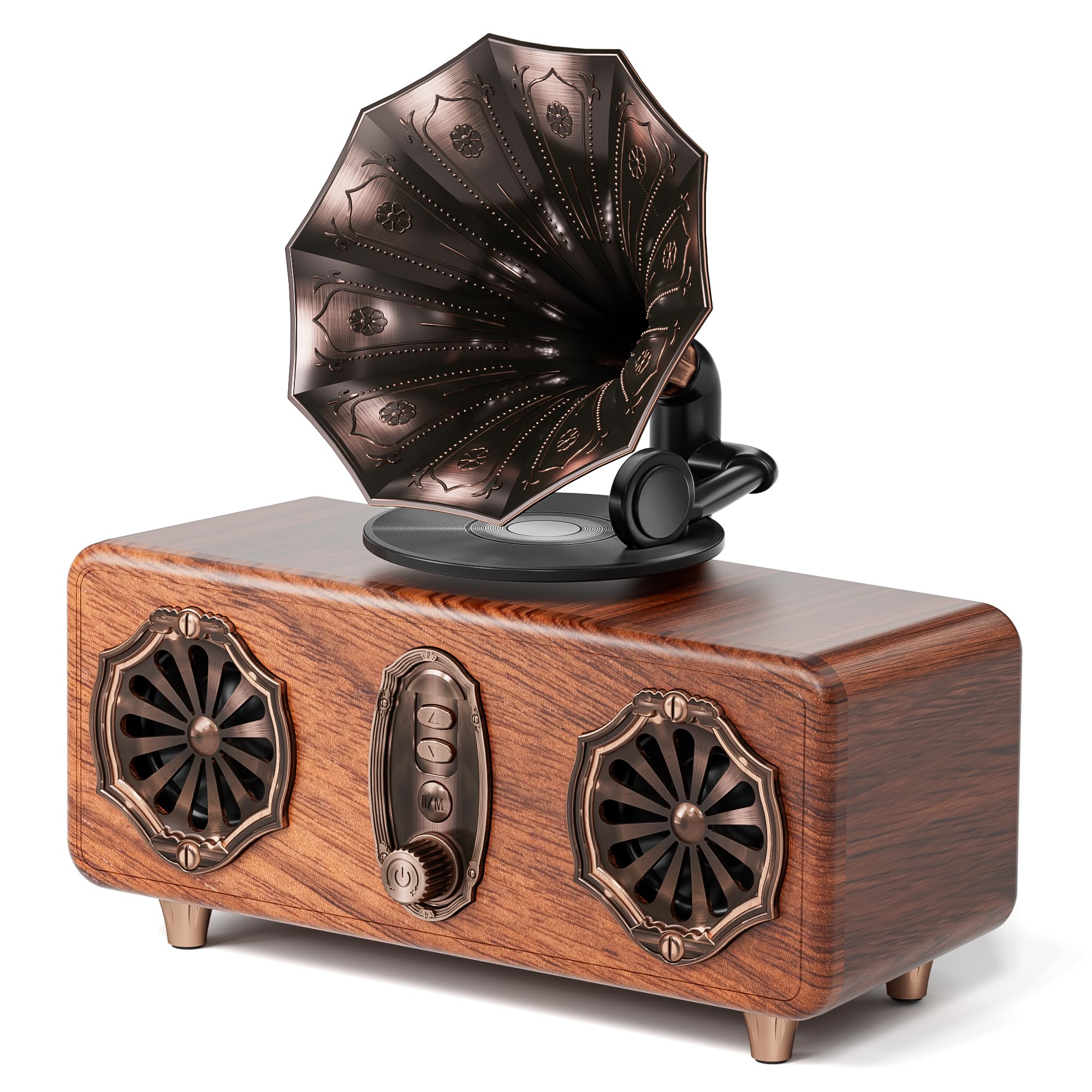 COLSUR Haut-Parleur Bluetooth rétro Vintage FM avec Prise en Charge Carte TF/AUX/USB Portable sans Fil pour iPhone Android 5 W Haut-Parleur Bluetooth 5.4 1800 mAh Batterie