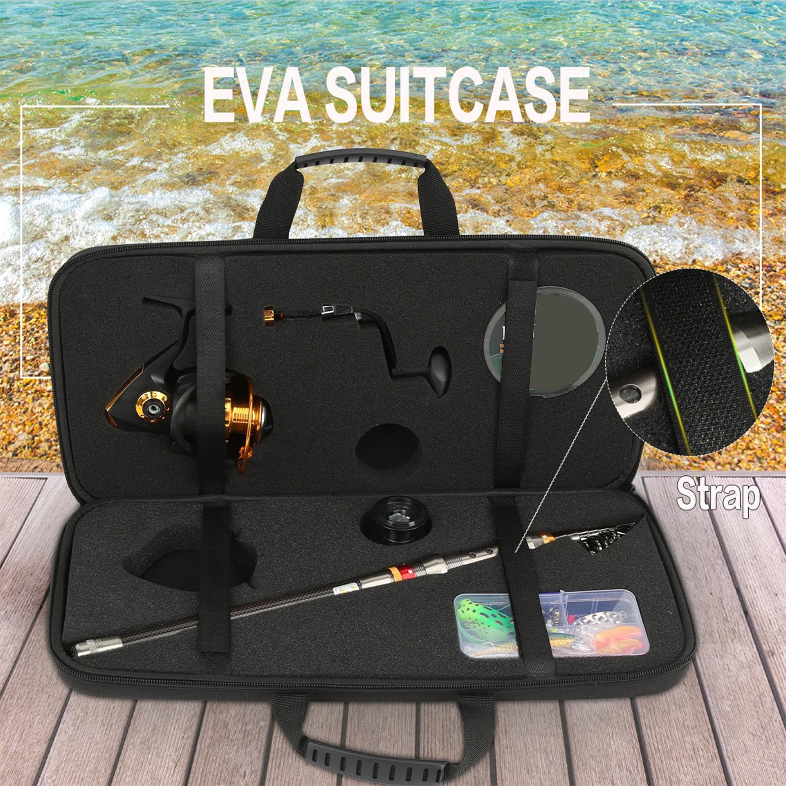 Canna da pesca con mulinello, set telescopico da pesca per surfing, trote, fiume, barca, accessori da pesca – borsa da viaggio compatta per pesca al lago, kayak, riva persico