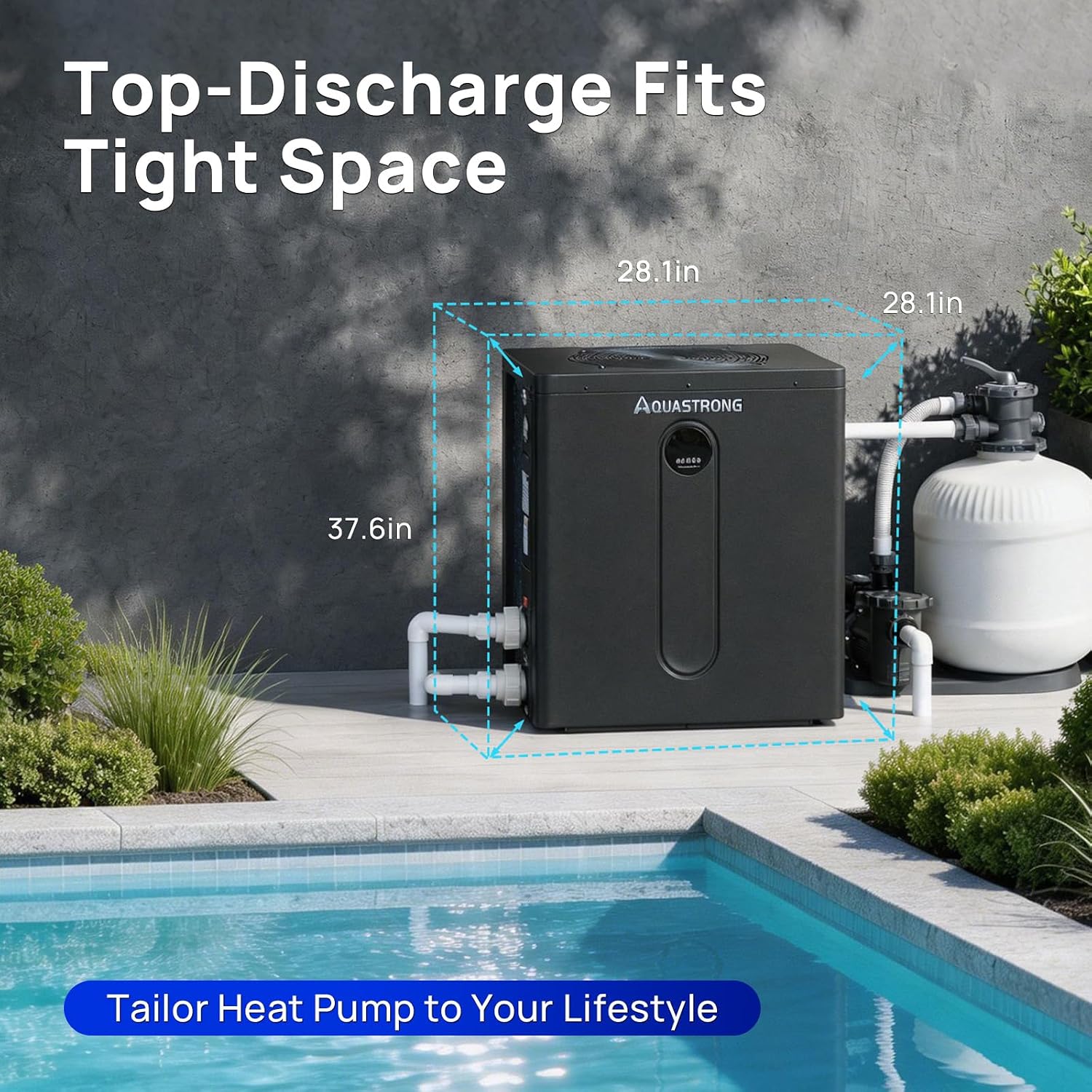 Aquastrong 80,000 BTU Top Discharge Inverter Swimming Pool Heat Pump, Electric Pool Heater for Above Ground and Inground Pool, WiFi Capable Timer, Heating and Cooling Pool Heater for 21000 Gallons thumbnail