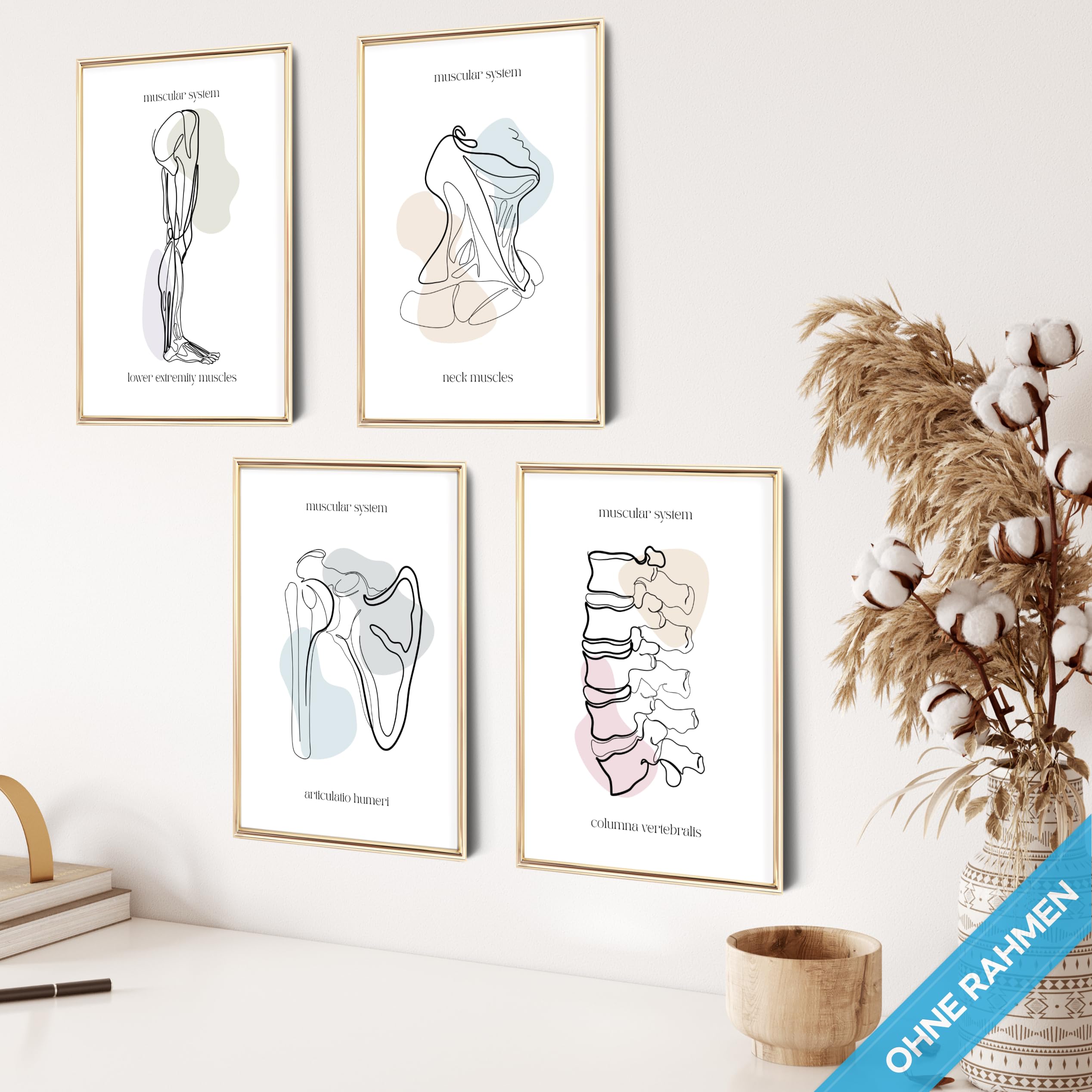 Poster Master – Set Di 3 Poster Con Scheletro, Stile Boho, Stampa Beige, Idea Regalo Per Halloween
