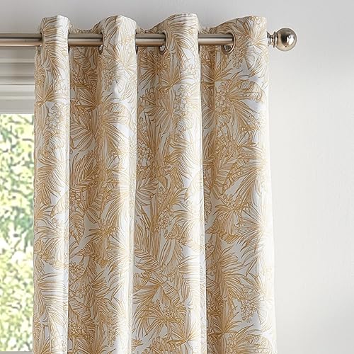 Miniatura 2 de Tommy Hilfiger Cortinas Floral tropical 2 paneles de 50 x 96 pulgadas Con ojales en la parte superior Cortinas forradas para oscurecer la