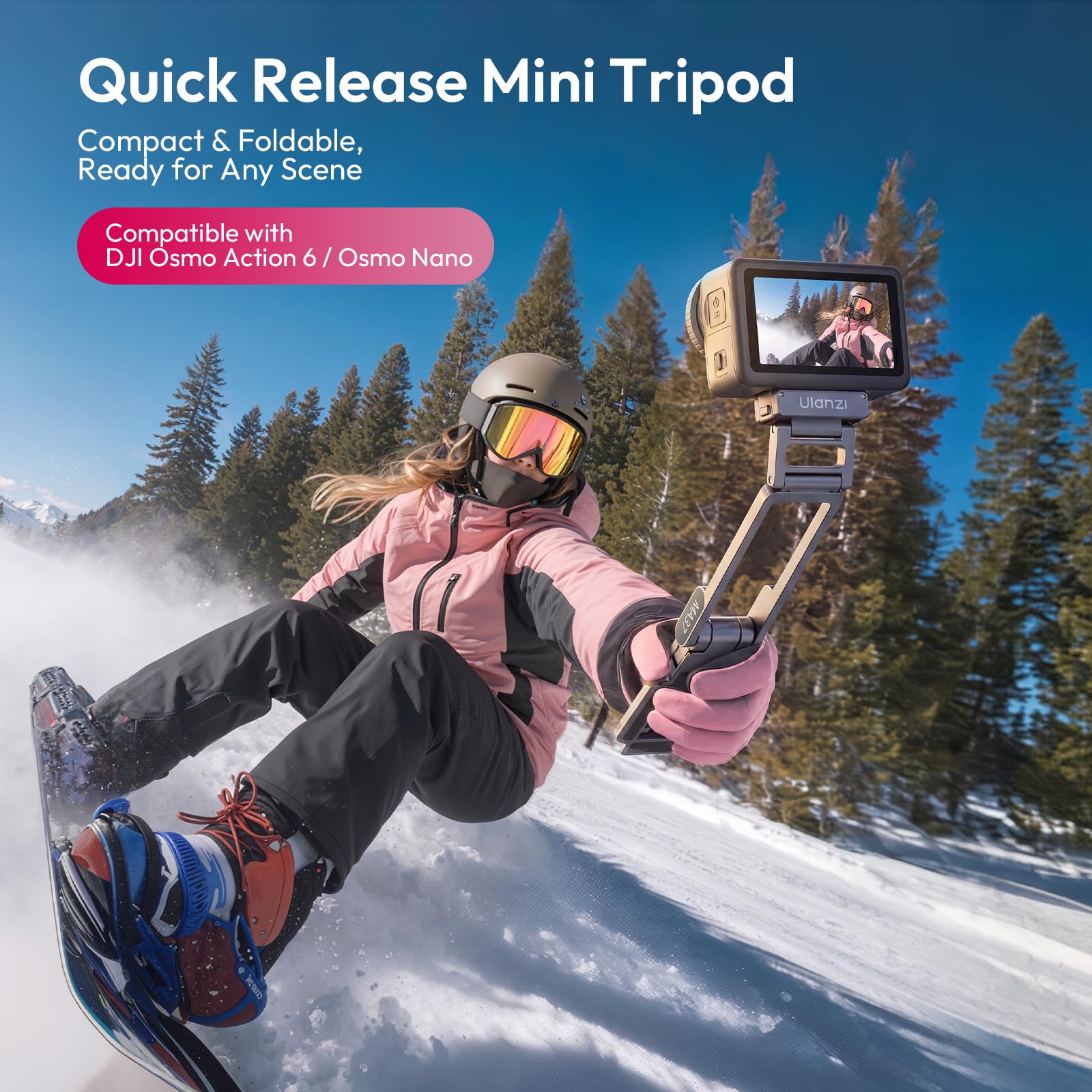 ULANZI MA37 Mini trépied à dégagement Rapide Compatible avec DJI Osmo Action 6 et Action Nano, trépied de Table magnétique à Verrouillage Rapide avec Griffe Froide 1/4-20, Perche à Selfie Vlog en
