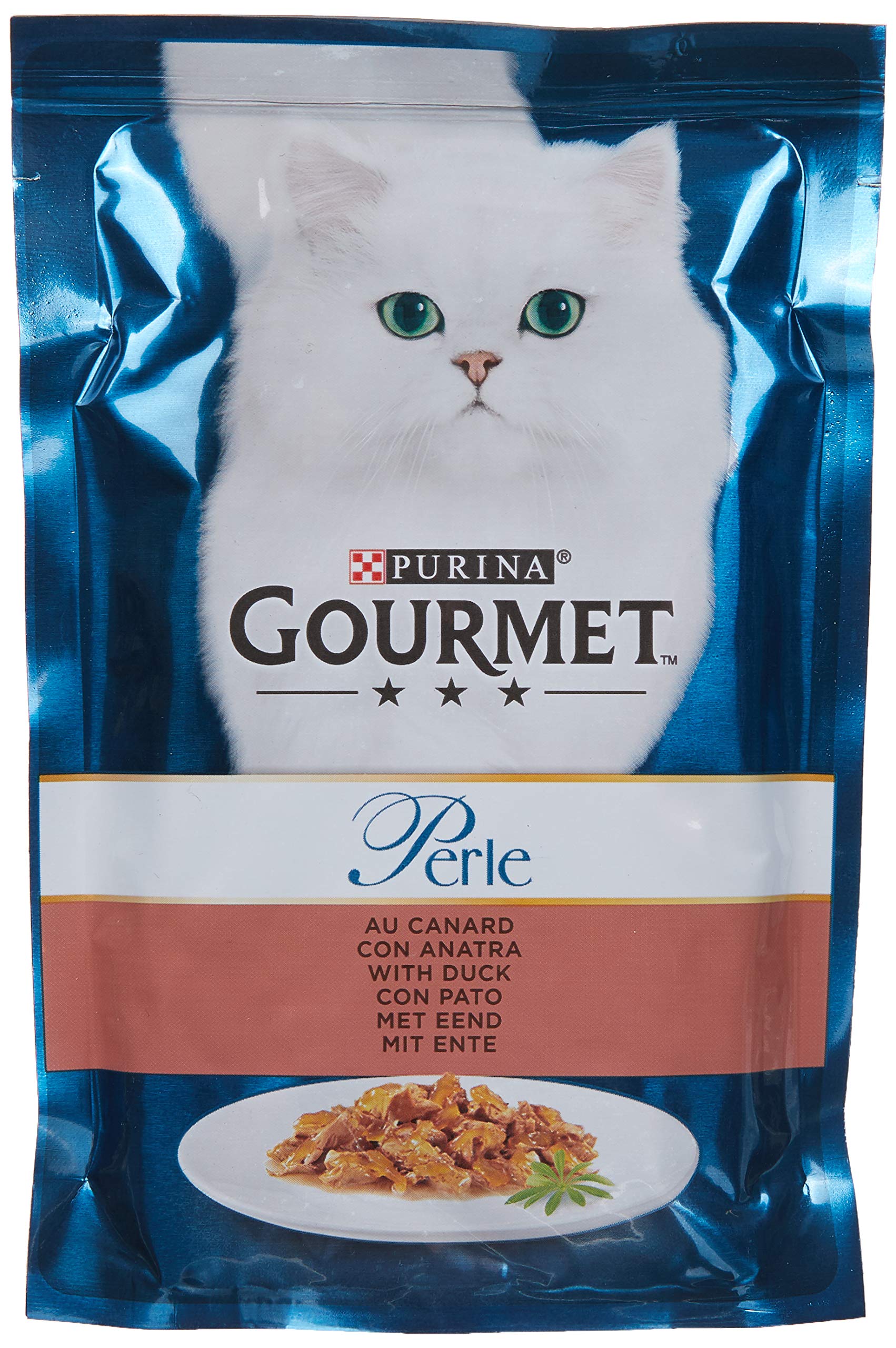 Purina Gourmet Minifiletes, Comida húmeda para Gatos en gelatina, 96 bolsitas de Comida húmeda para Gatos, variedades, 12 Unidades (12 x 8 Bolsas de 85 g)