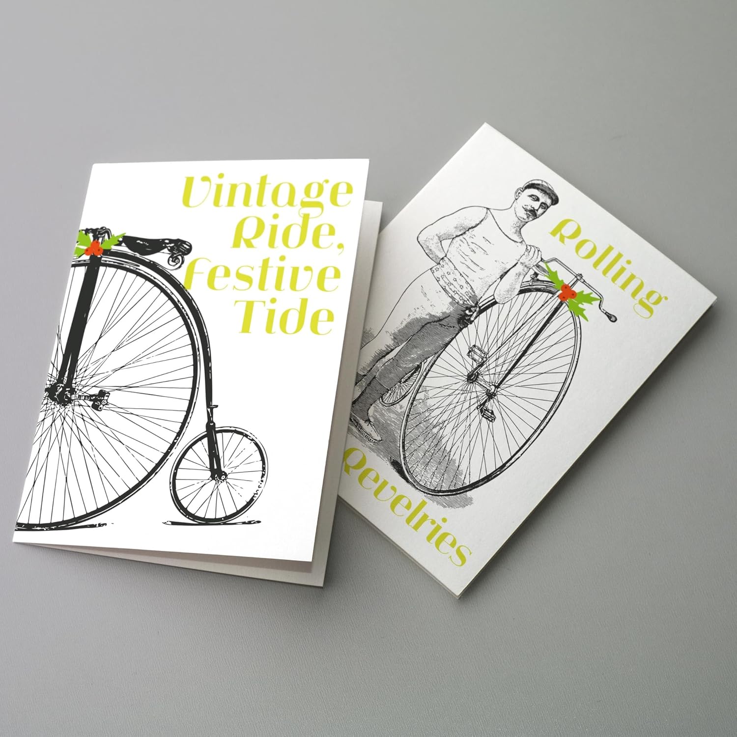Ritzy Rose 24 Nostalgic Bicycle Christmas Cards in 4 Vintage Illustrations + Envelopes