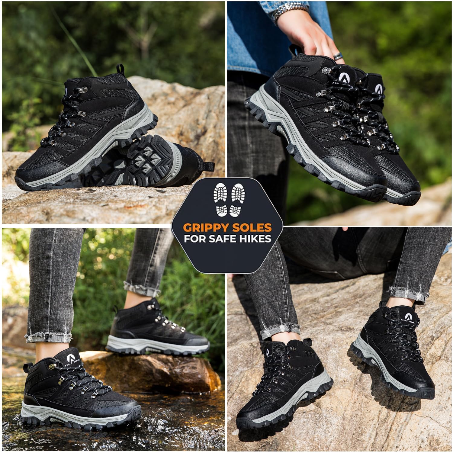 Scarponi da trekking da uomo e da donna, con lacci, antiscivolo, per attività all'aria aperta, da montagna, per tutte le stagioni, passeggiate, viaggi, zaino in spalla, campeggio, sneaker